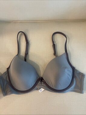 Izod Gray T-Shirt Bra with Dark Brown Trim